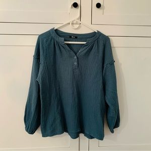 Melody Blue Gauze Ballon Sleeve Blouse Size Large